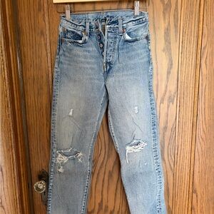 Levi's Light Blue Distressed Women's Straight Leg Jeans